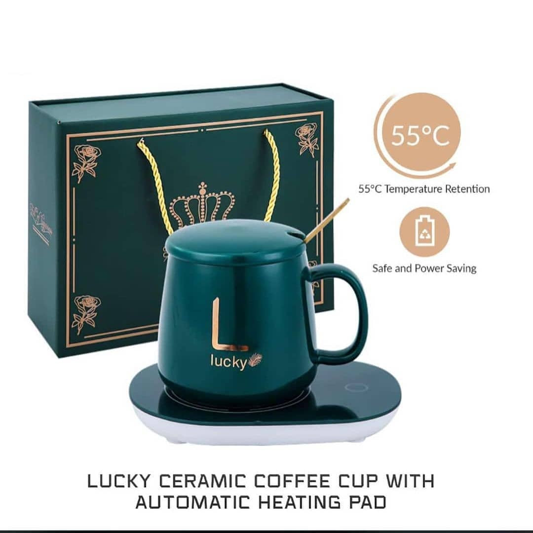 Ceramic Coffee Cup With Automatic Heating Pad