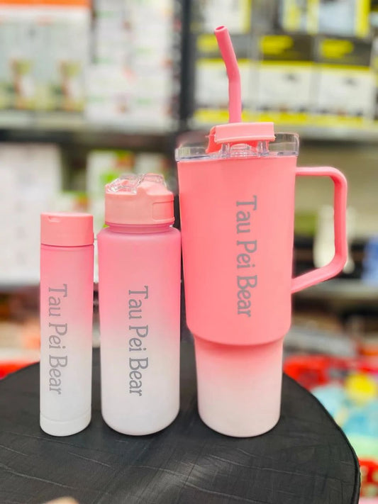 Tumbler 3pcs Bottle Set With Straw