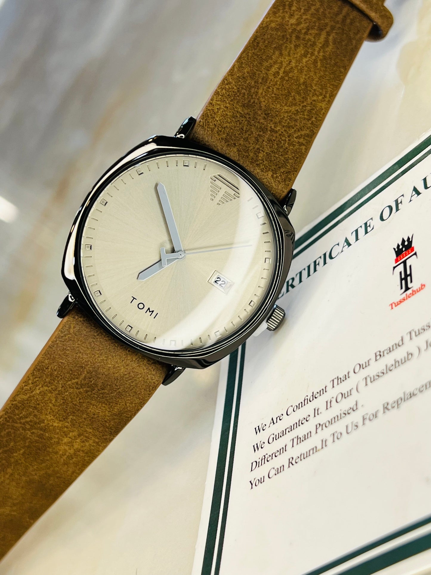 Tomi Brown Black Sleek Dial Watch