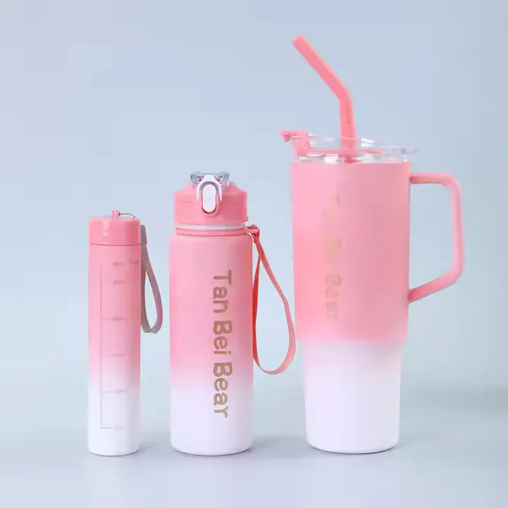 Tumbler 3pcs Bottle Set With Straw
