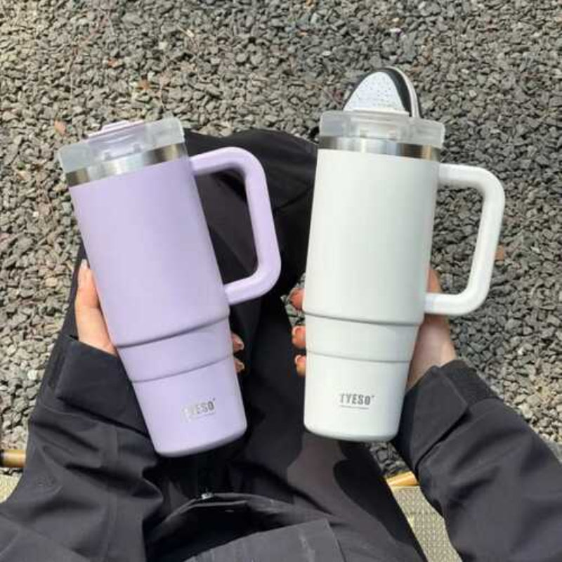 TYESO® Spill-Proof Stainless Steel Tumbler with Straw & Cleaning Brush (900ml) (TS-8868)