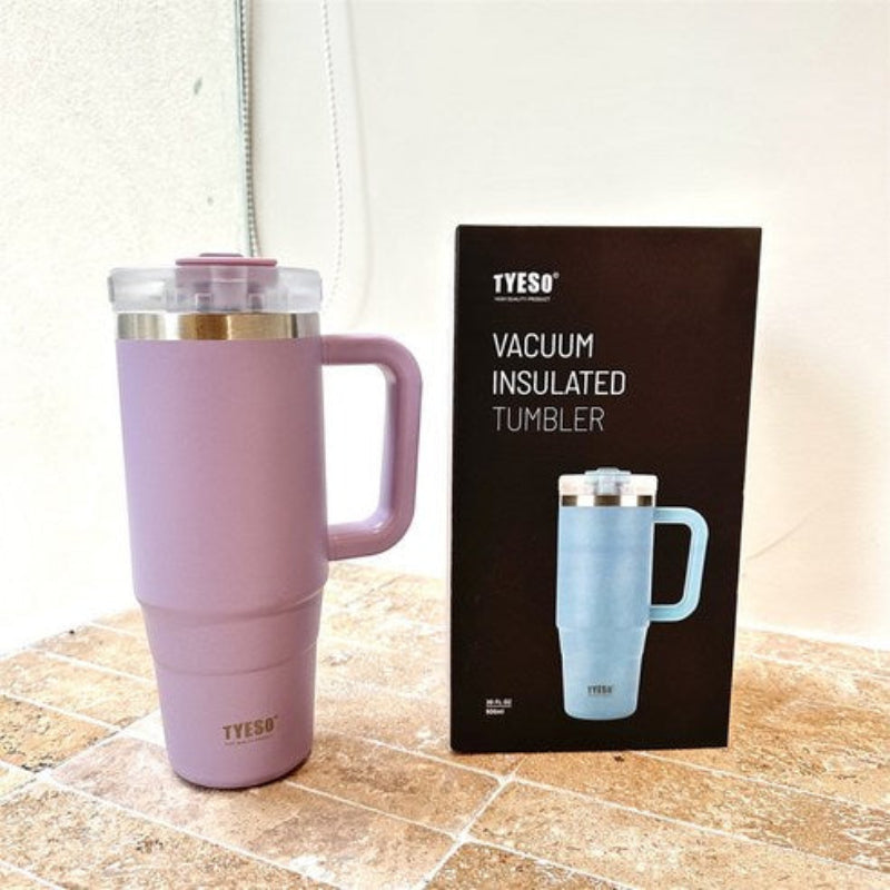 TYESO® Spill-Proof Stainless Steel Tumbler with Straw & Cleaning Brush (900ml) (TS-8868)